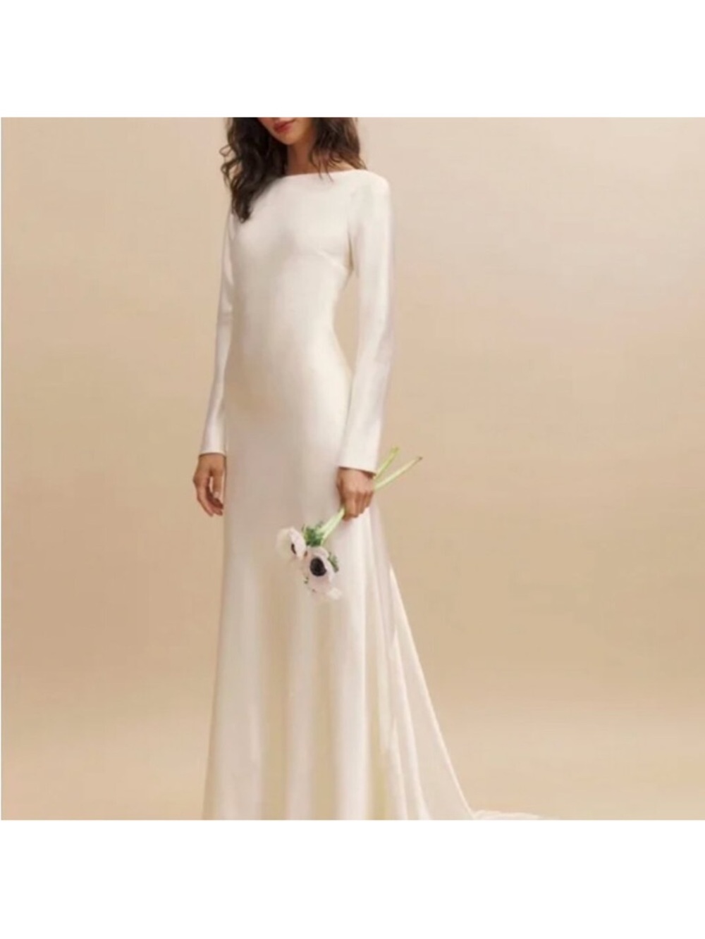 Reformation Adwen Ivory Long-Sleeve Minimal Gown